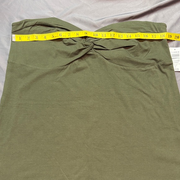 NWT Torrid Foxy Twist Olive Green Strapless Ruched Cotton Blend Stretch Tube Top - Picture 5 of 8